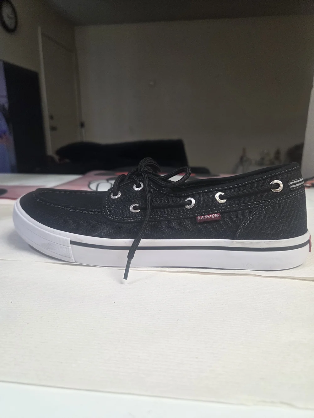 Levi's Comfort Tech Black Boat Shoes Canvas Lace-Up Men's Size 8 EU 41